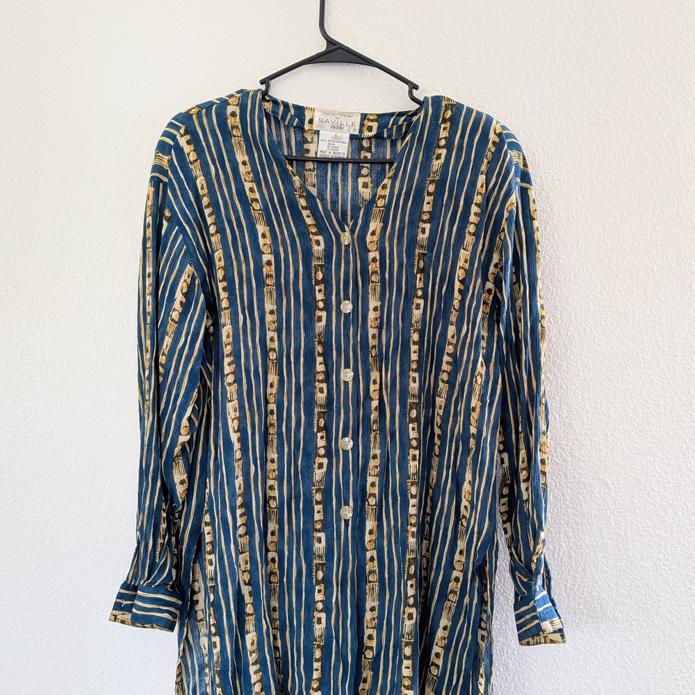 Vintage Style Rena Rowan Rayon Tunic Blouse Size 6